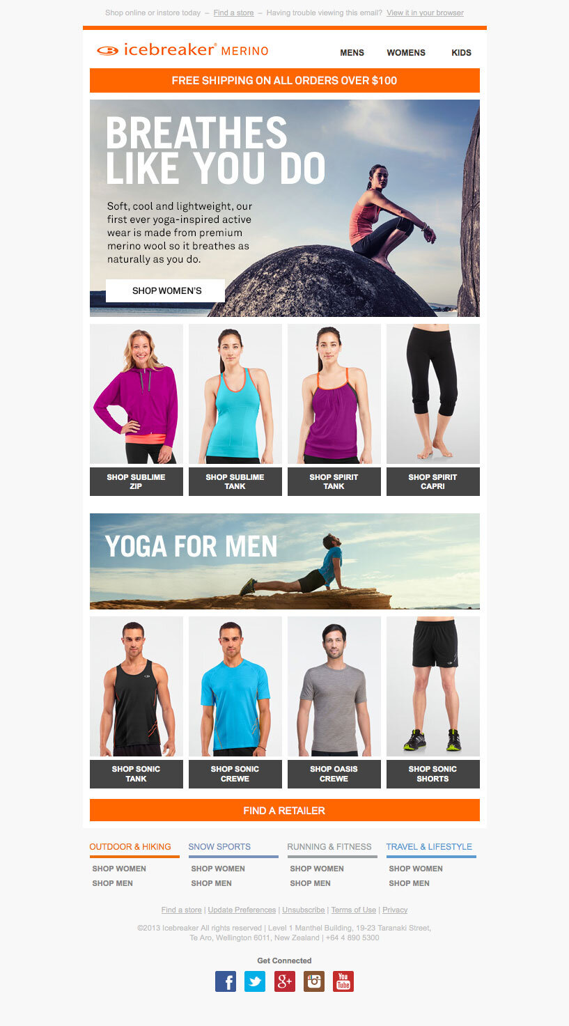 Icebreaker email marketing design sample — image 10 of 28 in page order