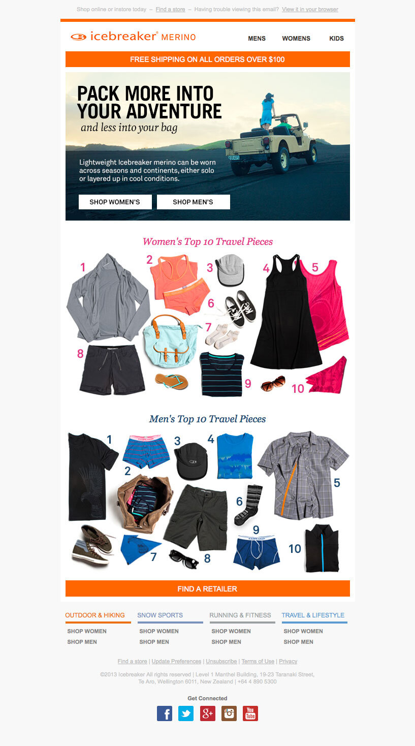 Icebreaker email marketing design sample — image 12 of 28 in page order