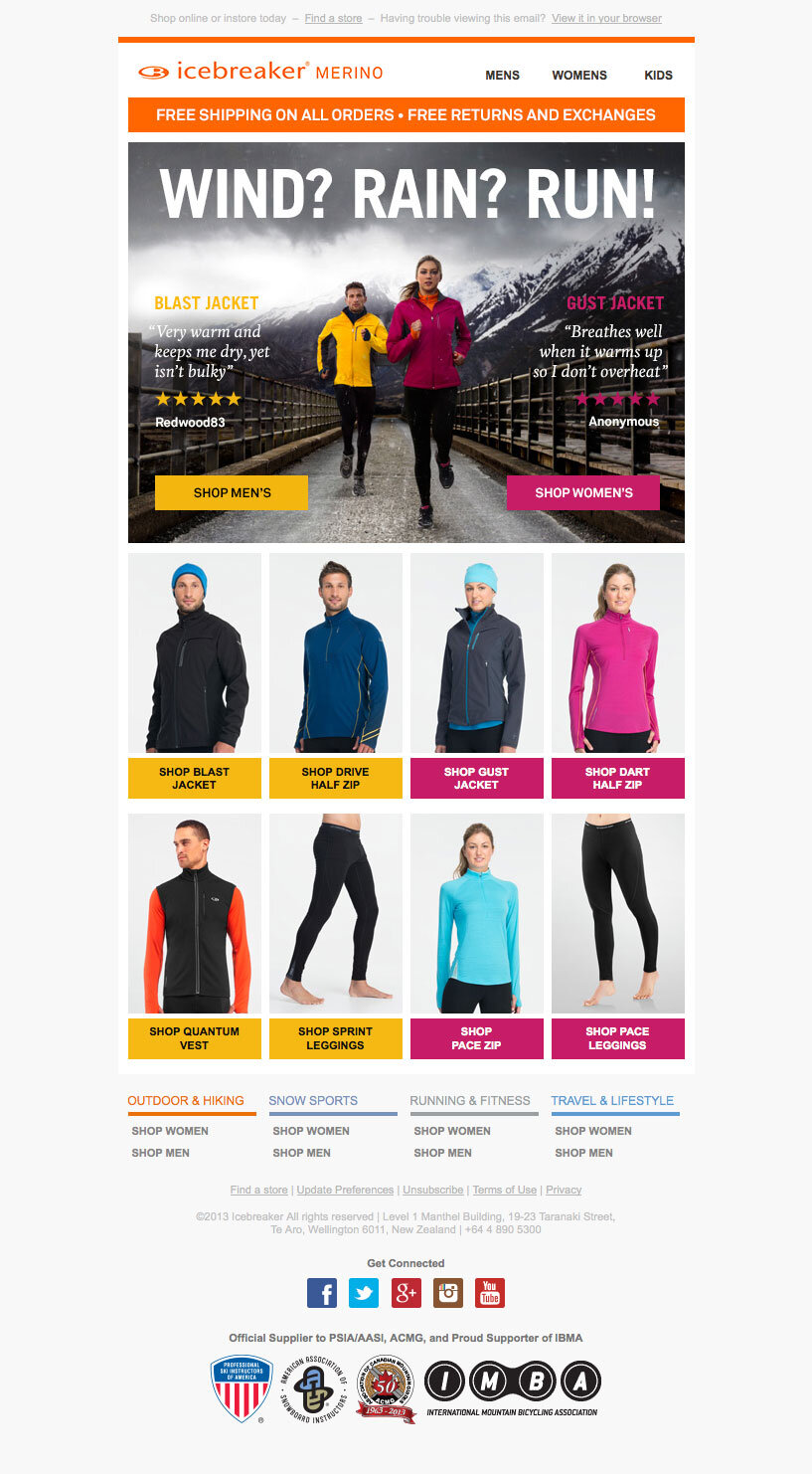 Icebreaker email marketing design sample — image 17 of 28 in page order