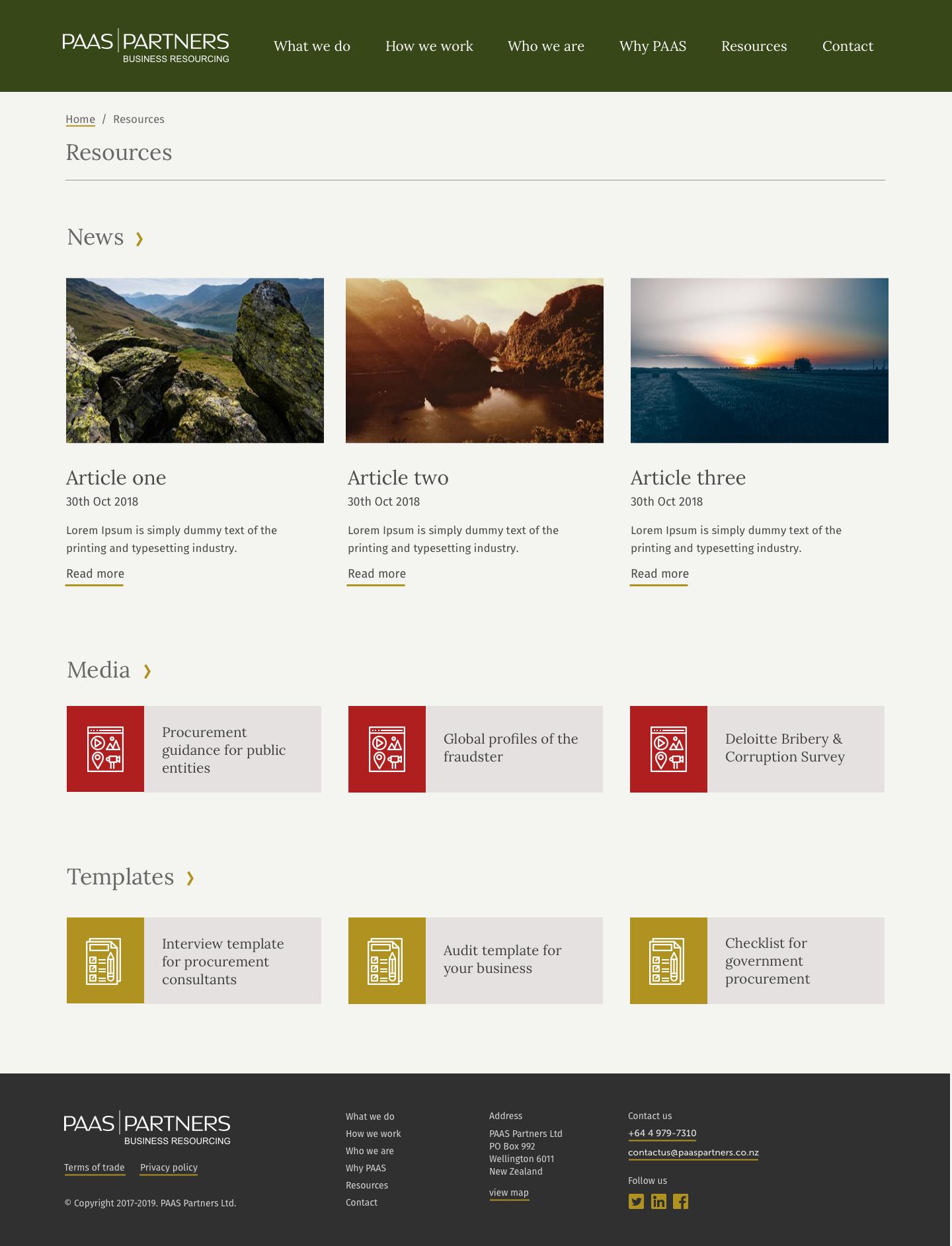 PAAS Partners website — Resources archive screen