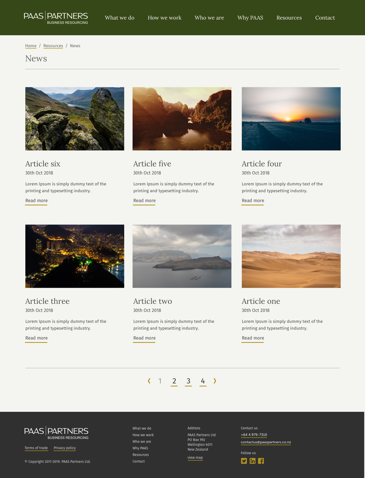 PAAS Partners website — Blog archive screen